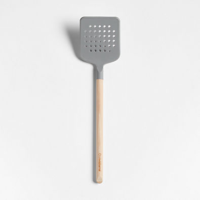 View Crate & Barrel Wood and Grey Silicone Slotted Turner details