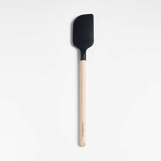 Crate & Barrel Black Silicone and Wood Spatula