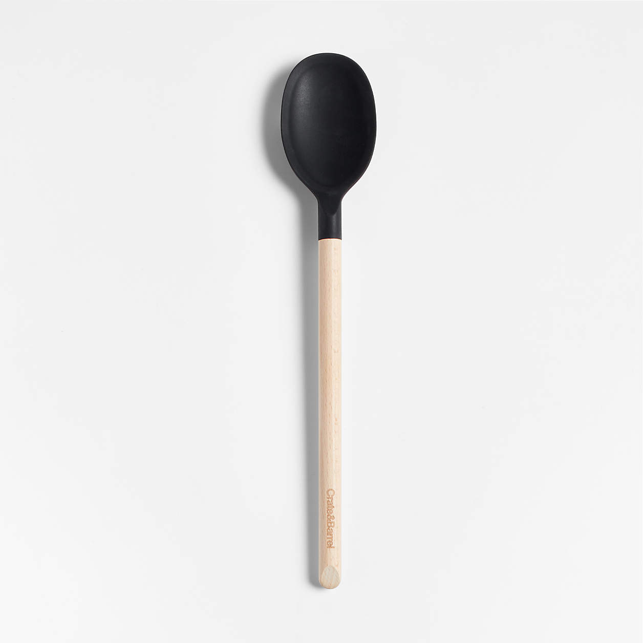 Crate & Barrel Black Silicone and Wood Spoon