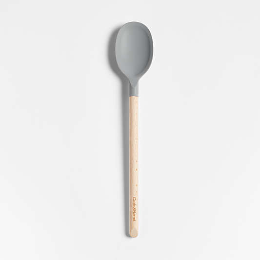 Crate & Barrel Wood and Grey Silicone Spoon