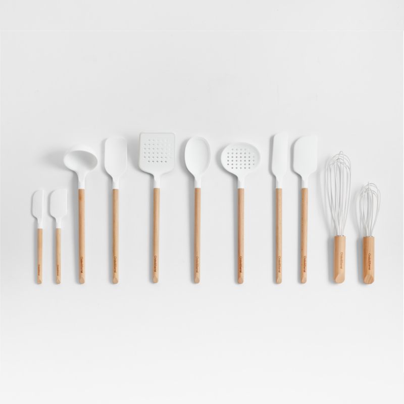 Styled Settings White & Gold Silicone Cooking Utensils Set with Holder