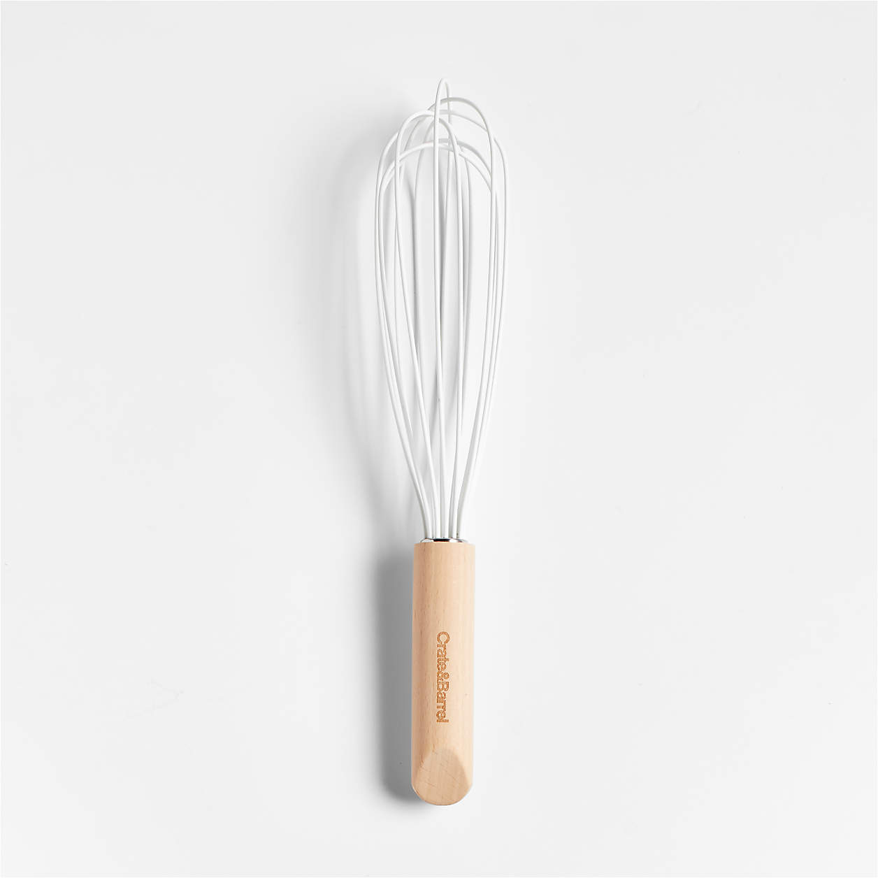 Crate & Barrel 8" Wood and White Silicone Whisk