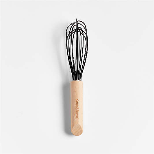 Crate & Barrel Black Silicone and Wood 9.5" Whisk