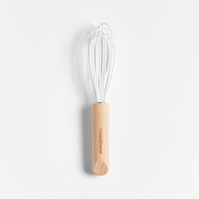 Viewing product image Crate & Barrel White Silicone and Wood 9.5" Whisk - image 1 of 5