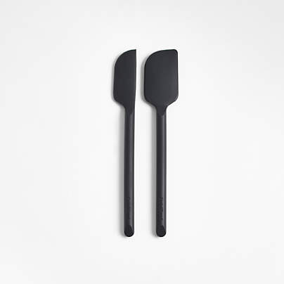 Crate & Barrel Black Silicone Mini Spatulas, Set of 2