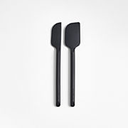 Crate & Barrel Black Silicone Mini Scraper Spatulas, Set of 2