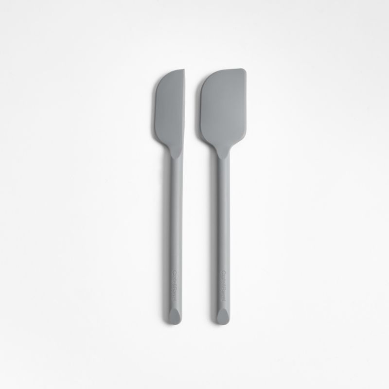 Viewing product image Crate & Barrel Grey Silicone Mini Spatulas, Set of 2 - image 1 of 2