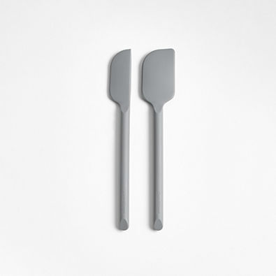 View Crate & Barrel Grey Silicone Mini Scraper Spatulas, Set of 2 details