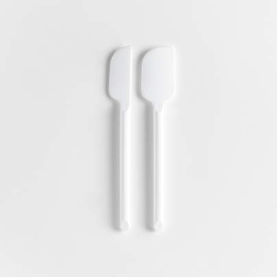 Crate & Barrel White Silicone Mini Spatulas, Set of 2