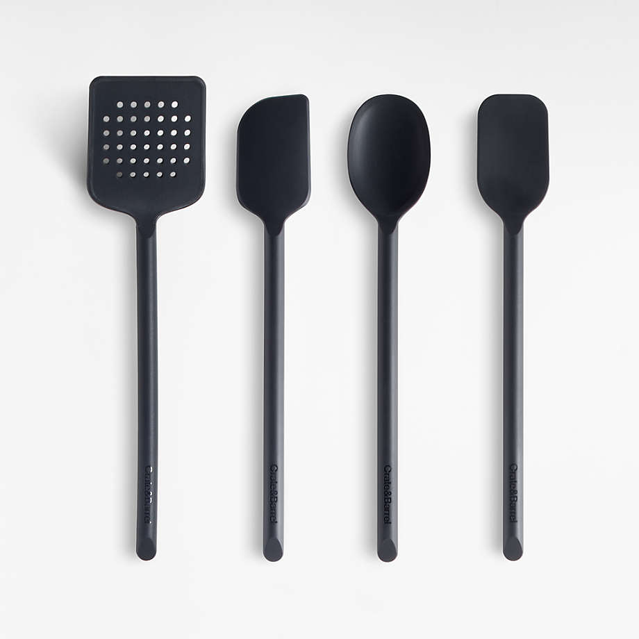 Crate & Barrel Grey Silicone Utensil, Set of 4 | Crate & Barrel