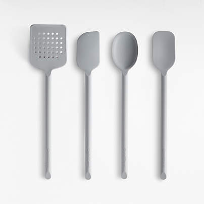 Crate & Barrel Grey Silicone Utensil, Set of 4