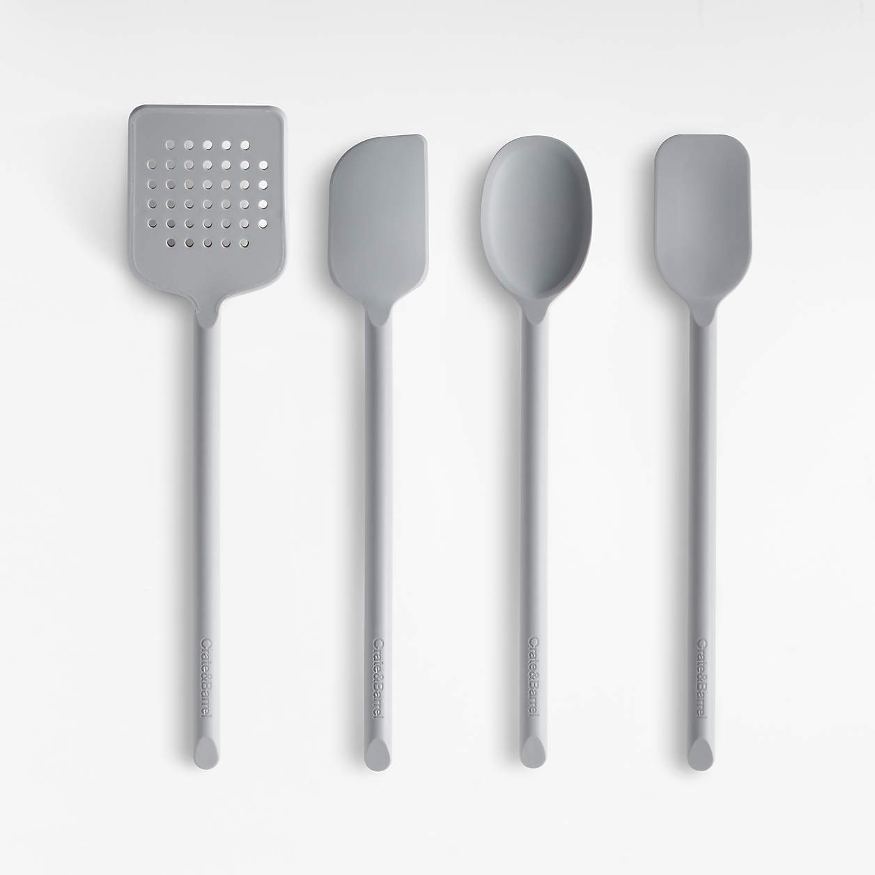 Crate & Barrel Grey Silicone Utensil, Set of 4 Crate & Barrel