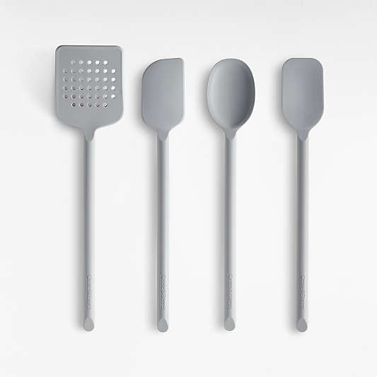 Crate & Barrel Grey Silicone Utensil, Set of 4