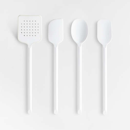 Crate & Barrel White Silicone Utensil, Set of 4