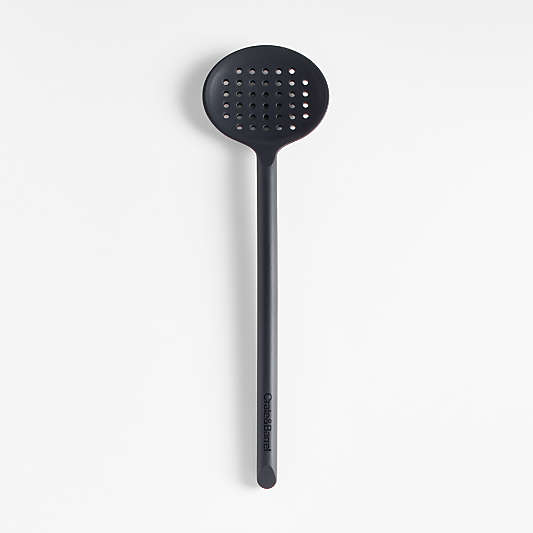 Crate & Barrel Black Silicone Slotted Spoon