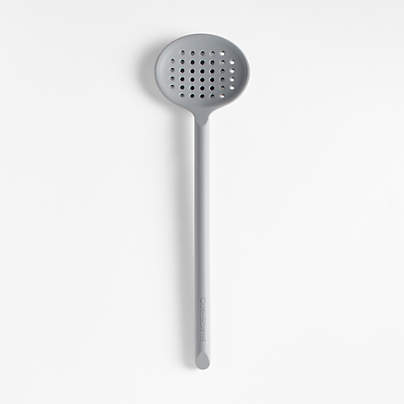 Crate & Barrel Grey Silicone Slotted Spoon