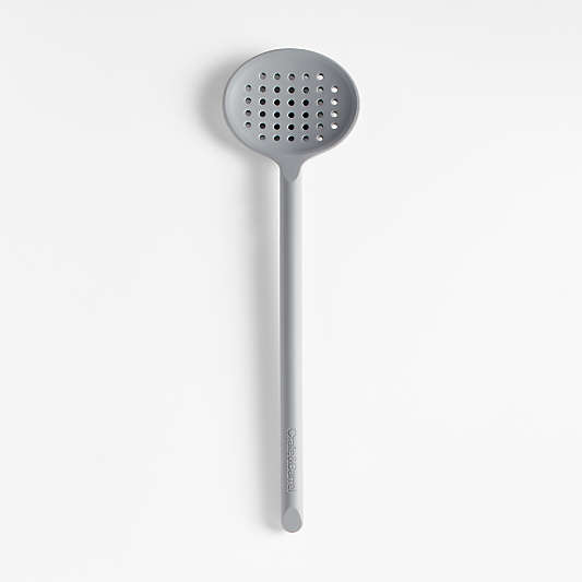 Crate & Barrel Grey Silicone Slotted Spoon