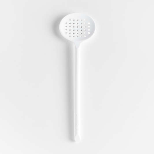 Crate & Barrel White Silicone Slotted Spoon