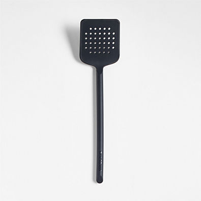 View Crate & Barrel Black Silicone Slotted Turner Spatula details