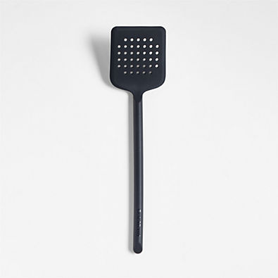 View Crate & Barrel Black Silicone Slotted Turner Spatula details