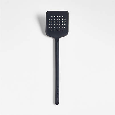 Crate & Barrel Black Silicone Slotted Turner