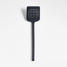 Crate & Barrel Black Silicone Slotted Turner Spatula