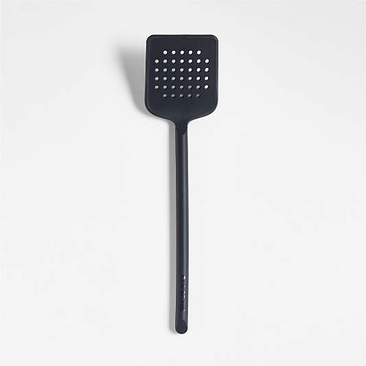 Crate & Barrel Black Silicone Slotted Turner