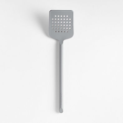 View Crate & Barrel Grey Silicone Slotted Turner Spatula details
