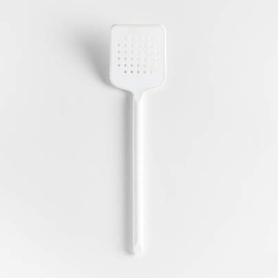 Crate & Barrel White Silicone Slotted Turner