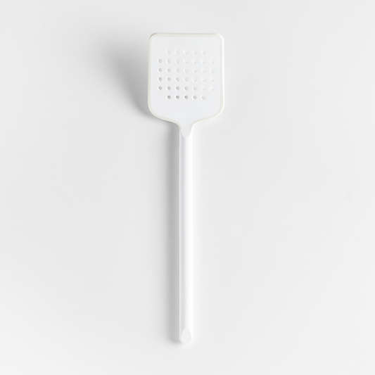 Crate & Barrel White Silicone Slotted Turner