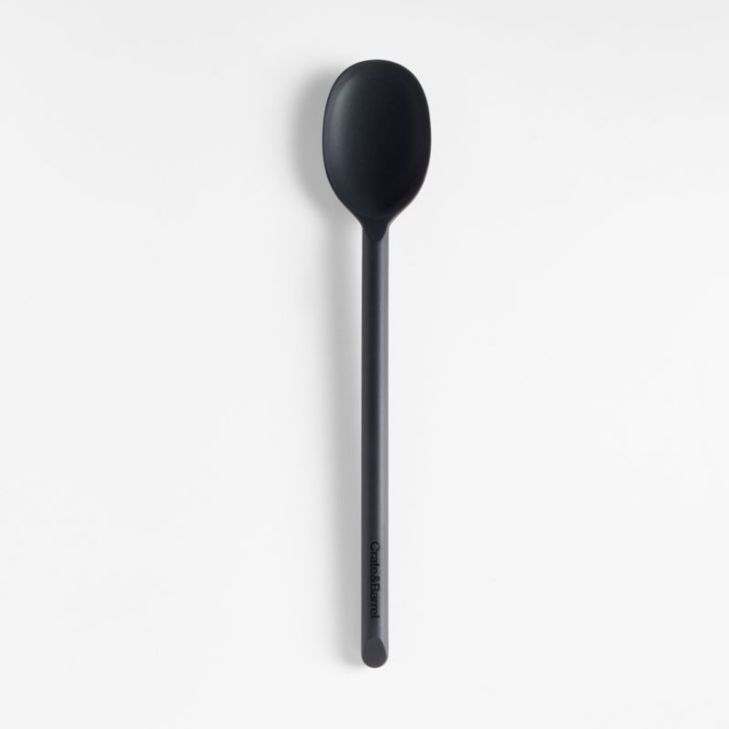 Black Silicone Mixing Spoon - 10 1/2'' x 2 1/4'' x 3/4'' - 1 count box