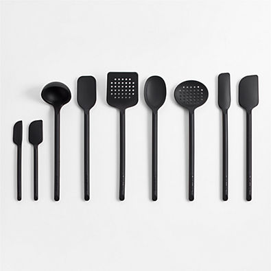 View Crate & Barrel Black Silicone Utensils, Set of 9 details