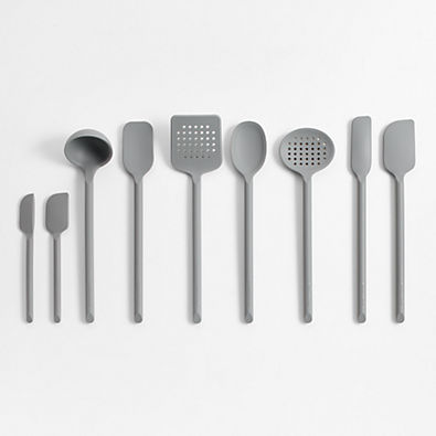 View Crate & Barrel Grey Silicone Utensils, Set of 9 details