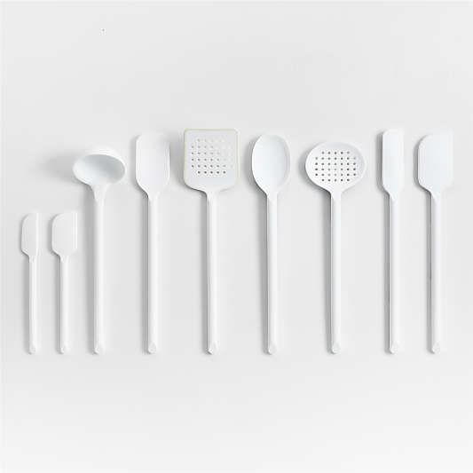 Crate & Barrel White Silicone Utensils, Set of 9