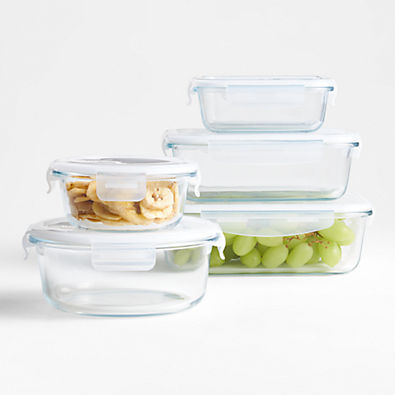 View Crate & Barrel 10-Piece Variety Glass Storage Set details