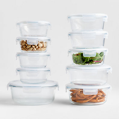 View Crate & Barrel 20-Piece Round Glass Storage Set details
