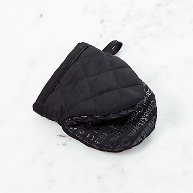 View Crate & Barrel Black Mini Oven Mitt with Silicone Grip details