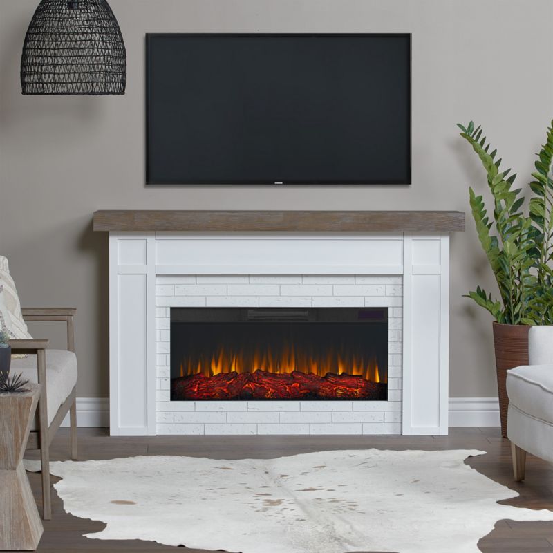 Cravenhall White and Brown Wood Electric Fireplace - image 1 of 7