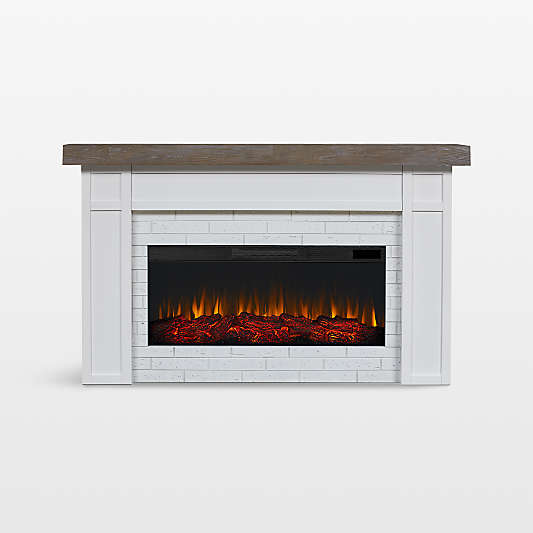 Cravenhall White and Brown Wood Electric Fireplace