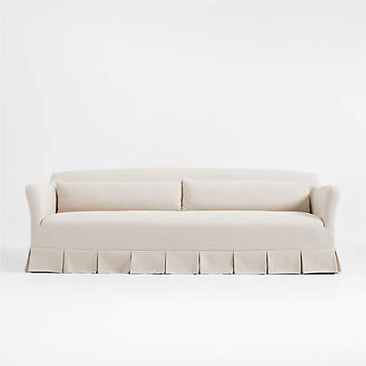 Crawford 90" Slipcovered Sofa with Box-Pleated Skirt by Jake Arnold