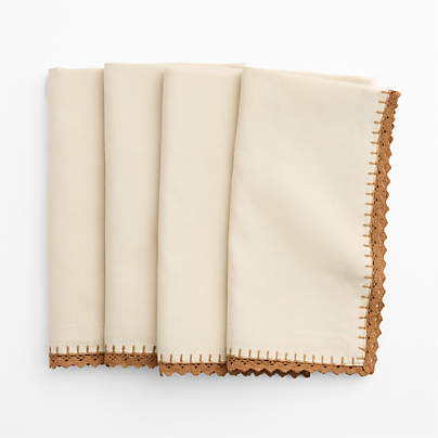 Crochet Lace Linen Cotton Dinner Napkin, Set of 4