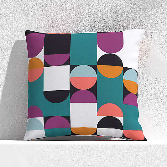 Circles and Squares Willowherb 20" Outdoor Pillow