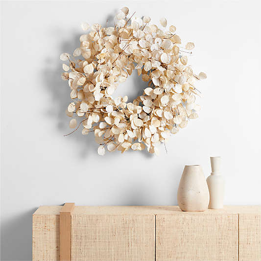 Faux Cream Lunaria Wreath 32"