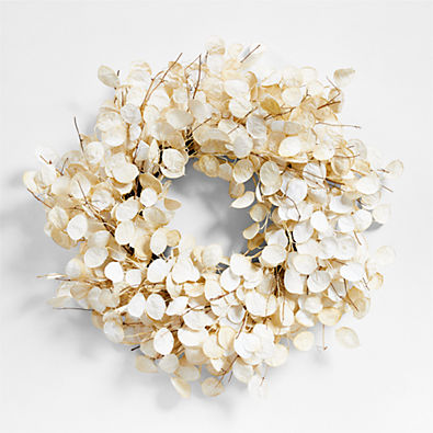 View Faux Cream Lunaria Wreath 32" details