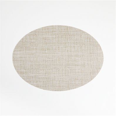 View Chilewich ® Oval Crepe Neutral Easy-Clean Vinyl Placemat details