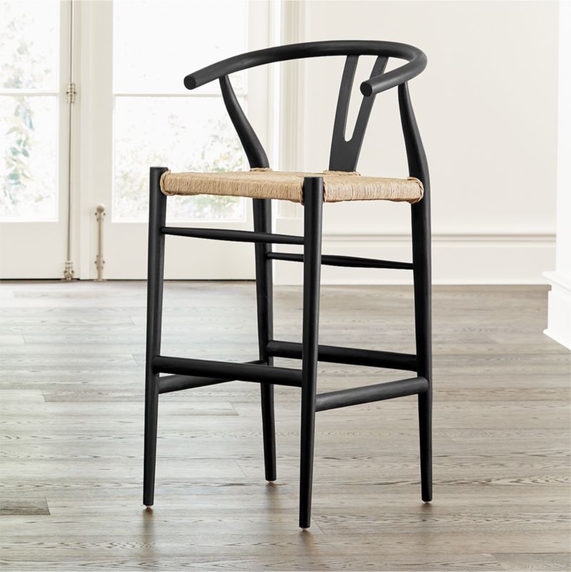 Black Wood Bar Stools Crate Barrel