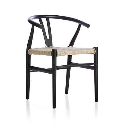 Crescent Black Wood Wishbone Dining Chair