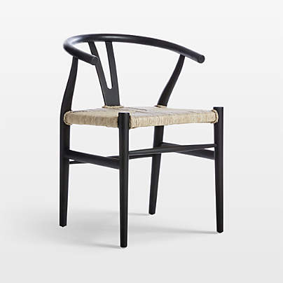 Crescent Black Wood Wishbone Dining Chair