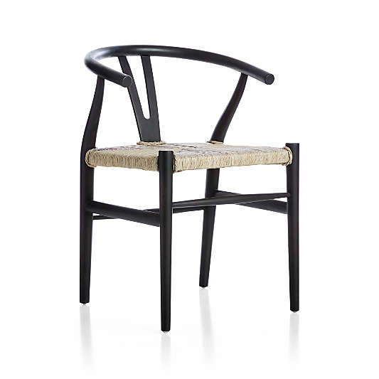 Crescent Black Wood Wishbone Dining Chair