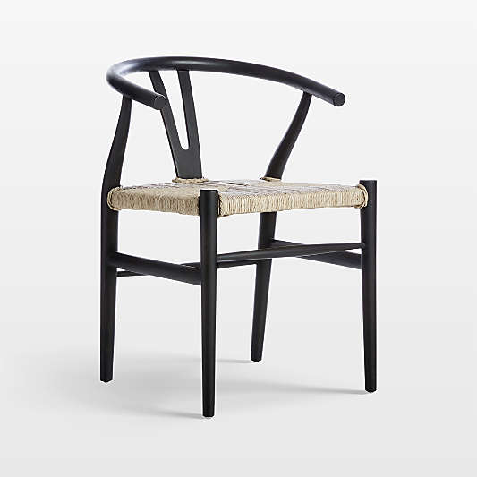 Crescent Black Wood Wishbone Dining Chair